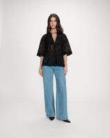 Chemise droite en dentelle noir Vendel