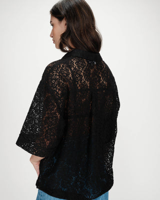 Chemise droite en dentelle noir Vendel