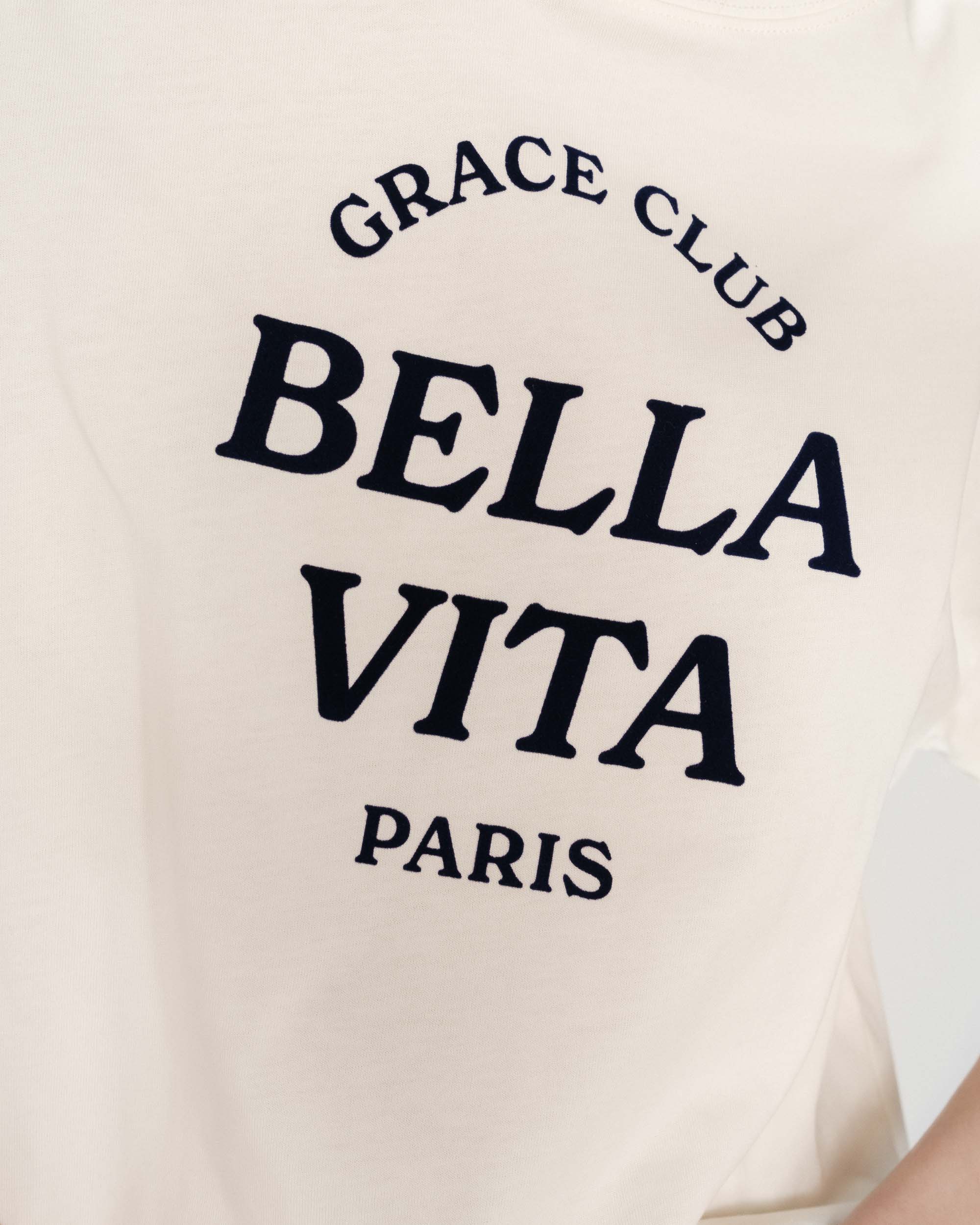 Oversized cotton slogan top ecru Voss