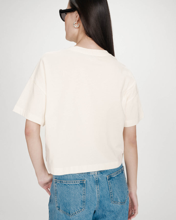 Oversized cotton slogan top ecru Voss