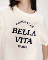 Oversized cotton slogan top ecru Voss