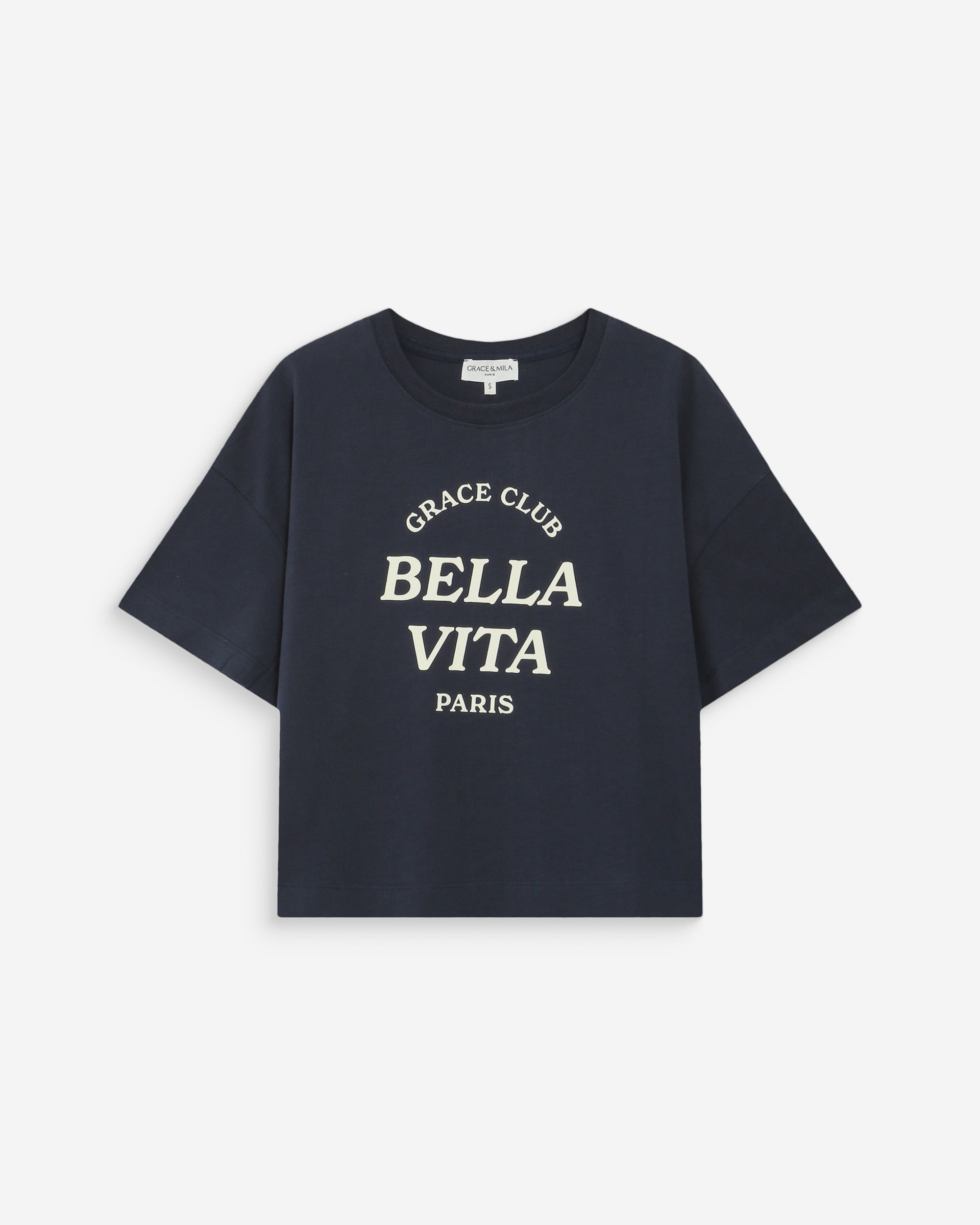 Top oversize à message marine Voss