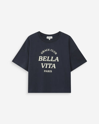 Top oversize à message marine Voss