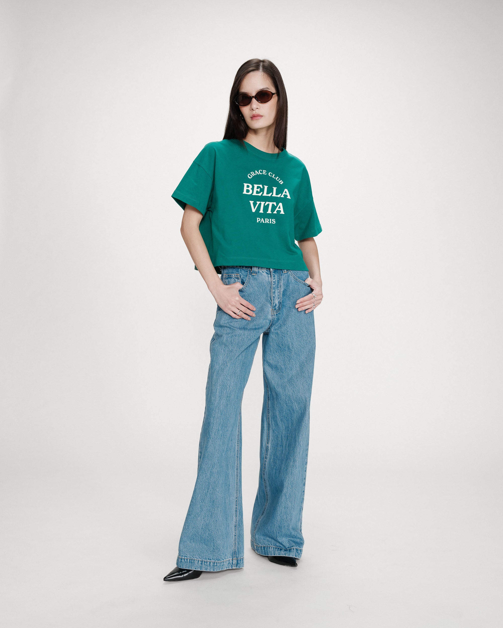 Top oversize à message vert Voss