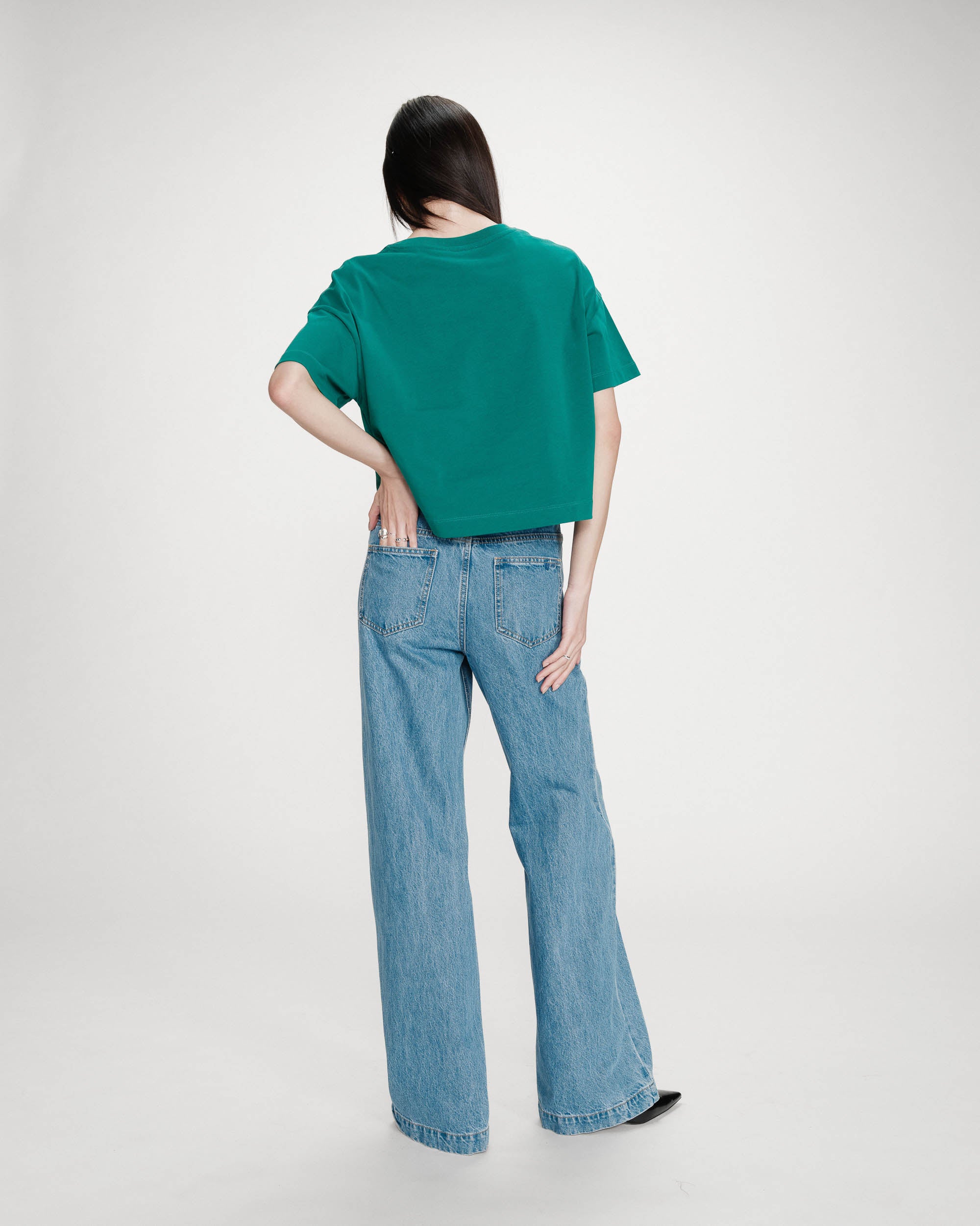 Top oversize en coton message imprimé vert Voss