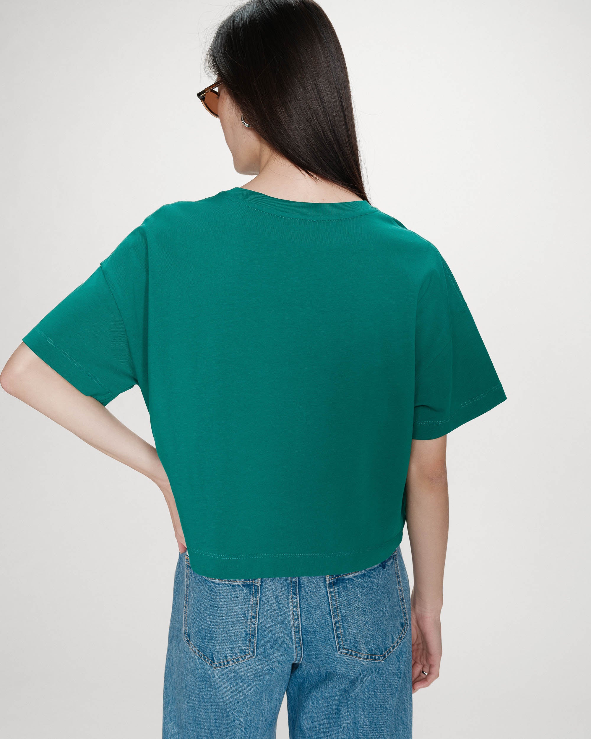 Top oversize en coton message imprimé vert Voss