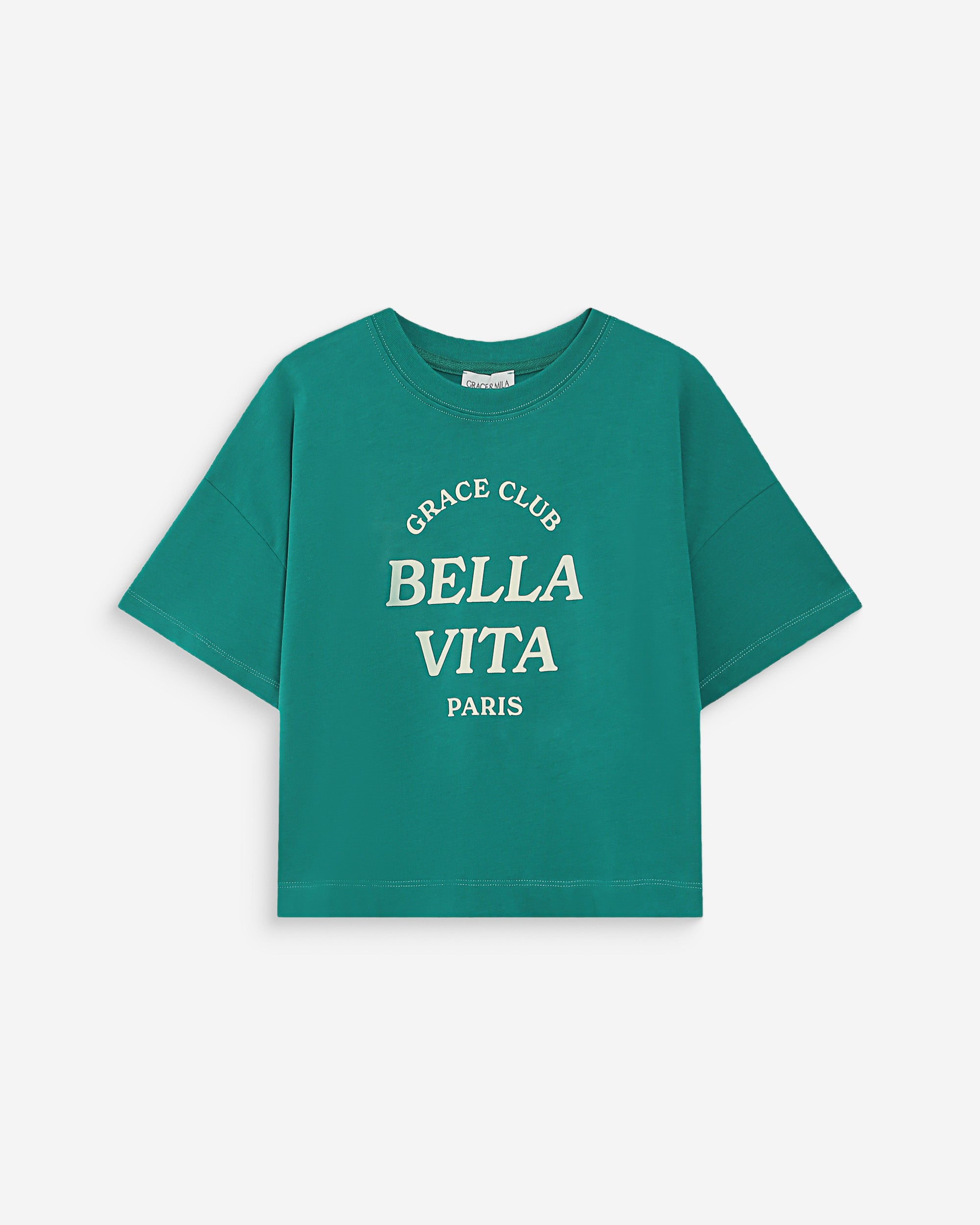 Top oversize en coton message imprimé vert Voss