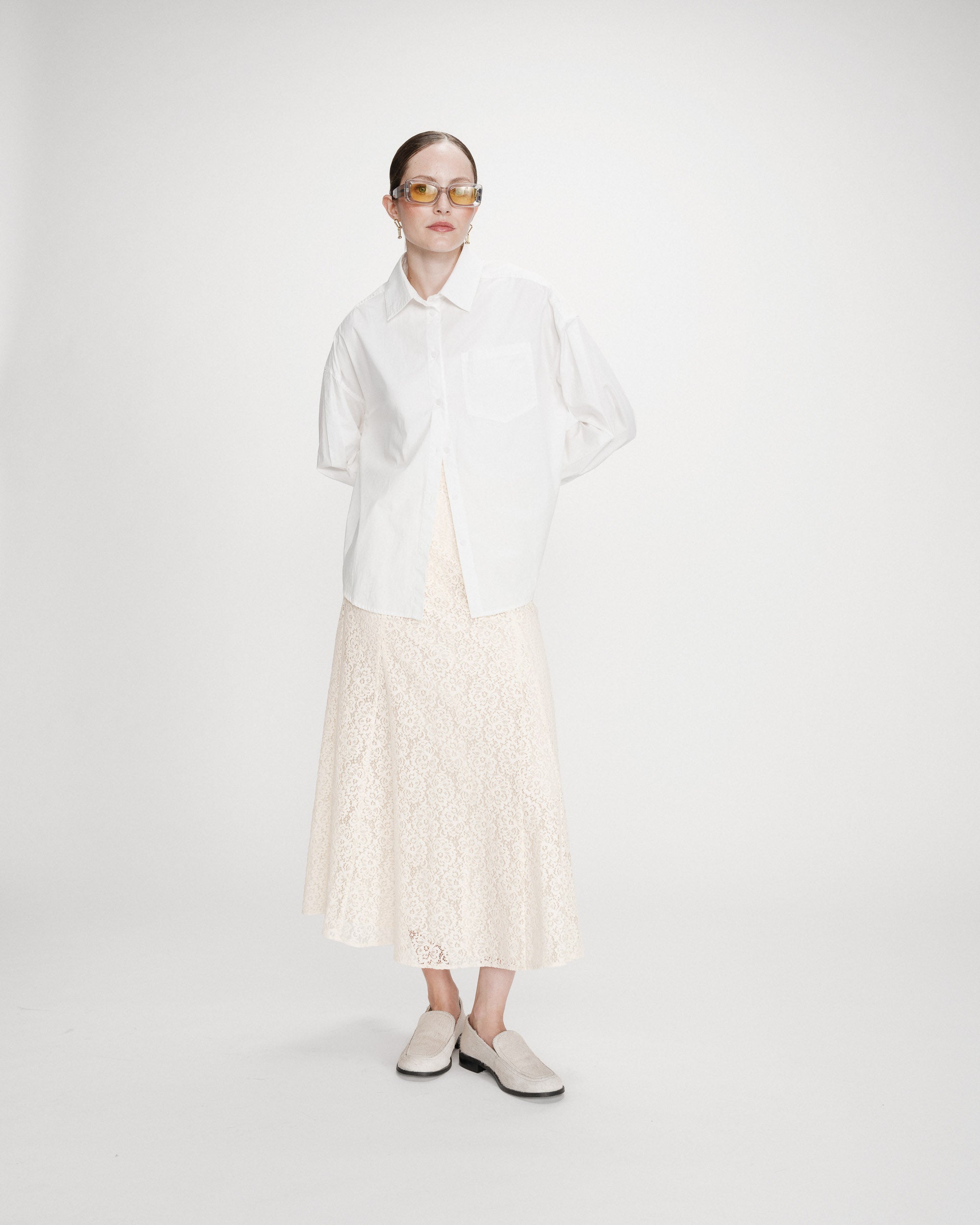 Chemise oversize en coton ivoire Valerie