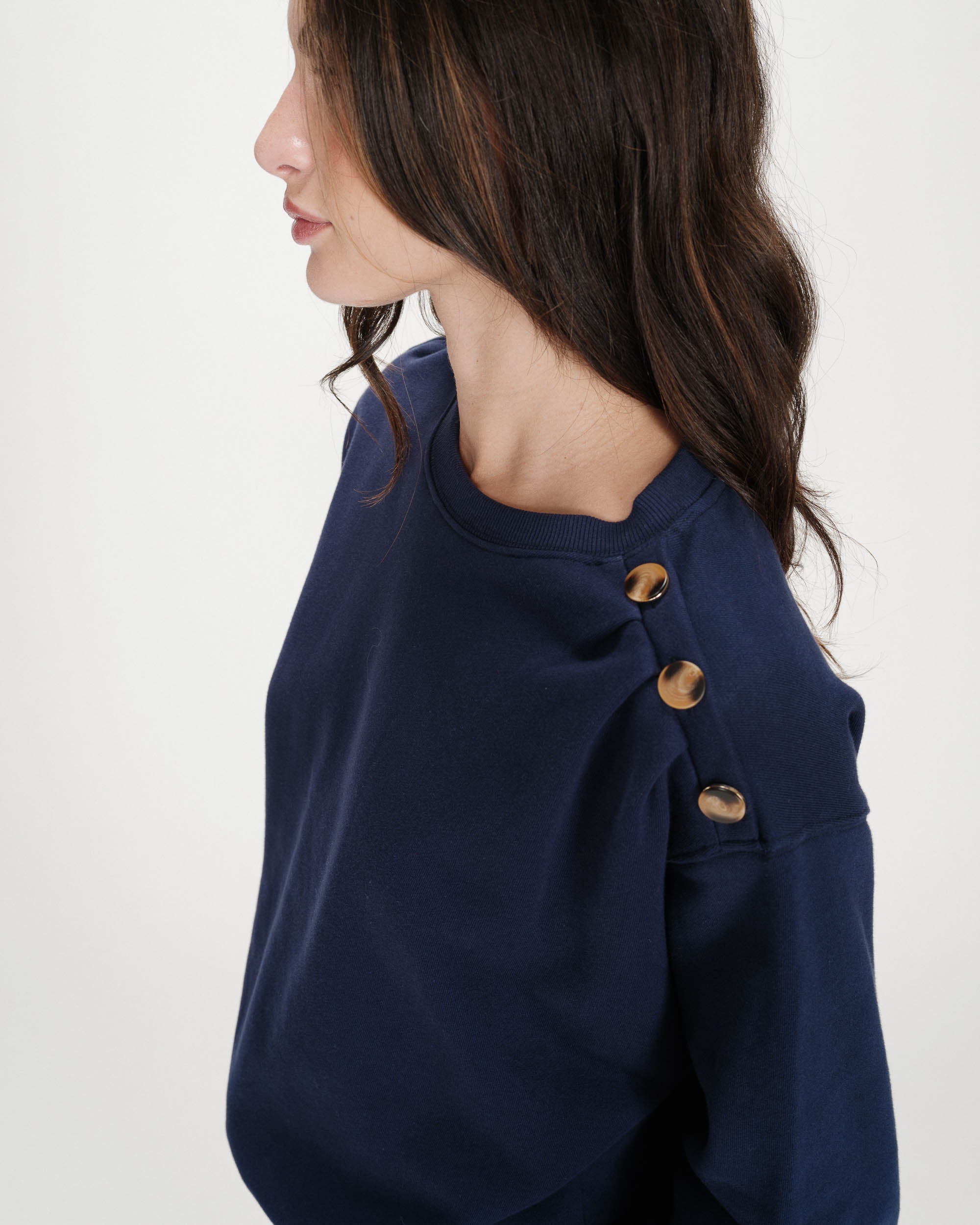 Sweatshirt avec boutons marine Vonan