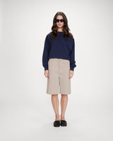 Sudadera cuello redondo con pliegues y botones marine Vonan