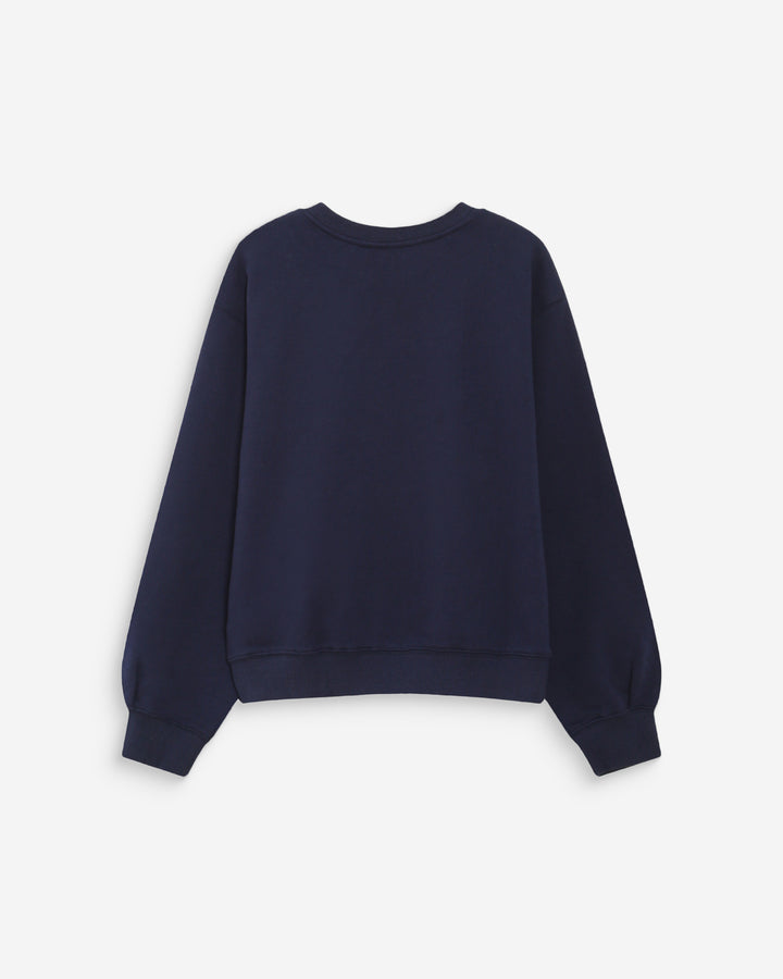 Sudadera cuello redondo con pliegues y botones marine Vonan