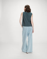 Top sans manches col V emeraude Vagabond