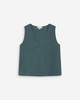 Top en coton sans manches col V emeraude Vagabond
