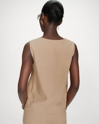 Top sans manches col V sable Vagabond