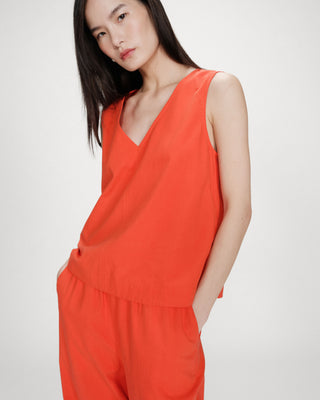 Top en coton sans manches col V sanguine Vagabond