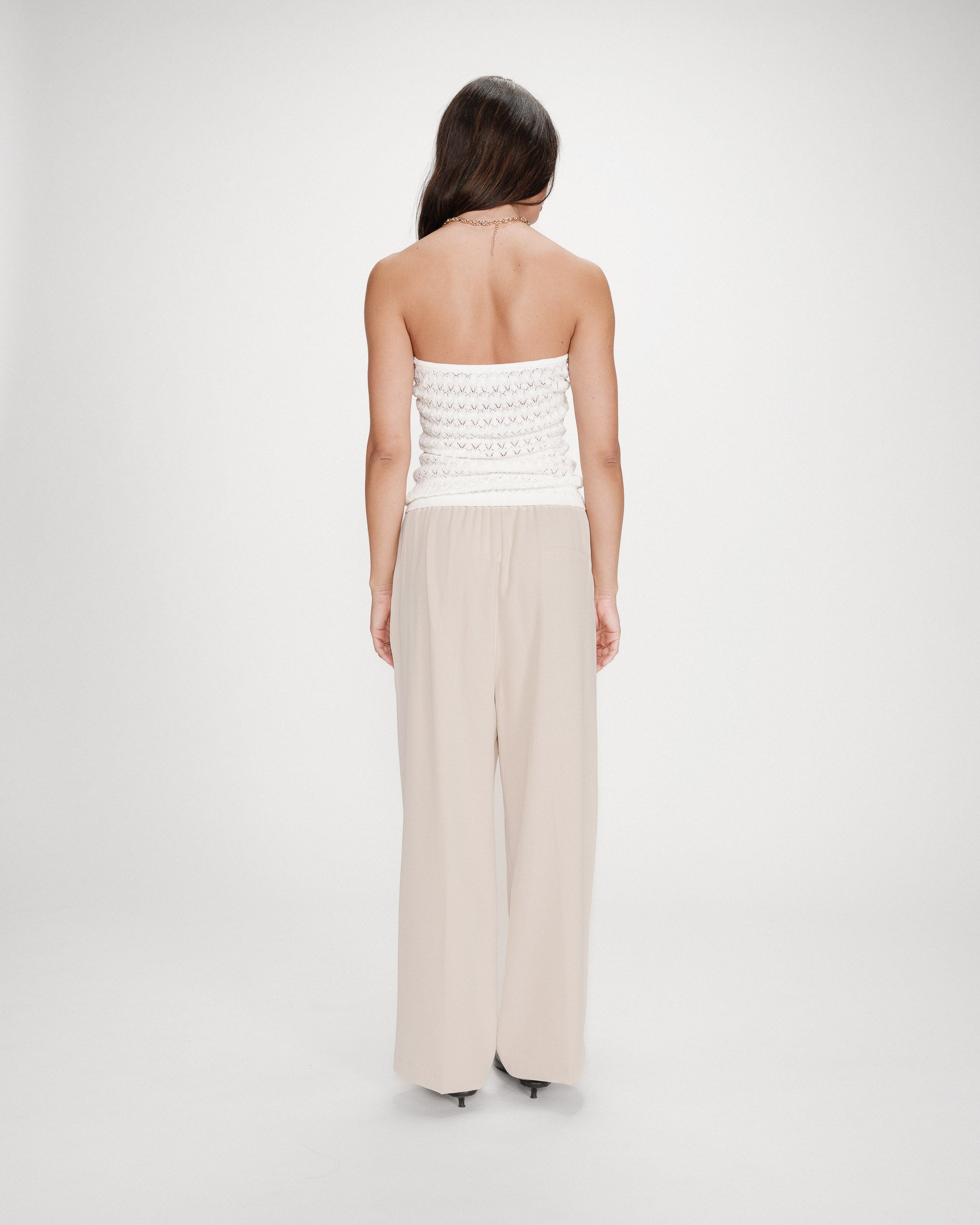 Top bustier de punto ecru Valazzio