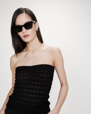 Top bustier en maille noir Valazzio