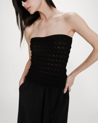 Top bustier en maille noir Valazzio