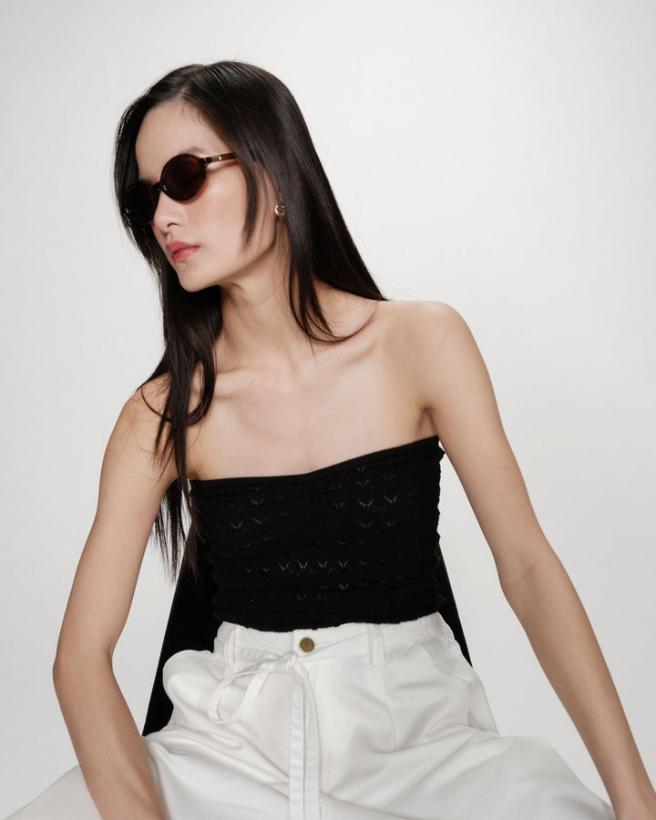 Top bustier de punto noir Valazzio