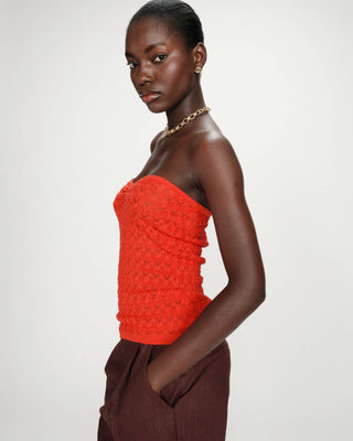Top bustier en maille sanguine Valazzio
