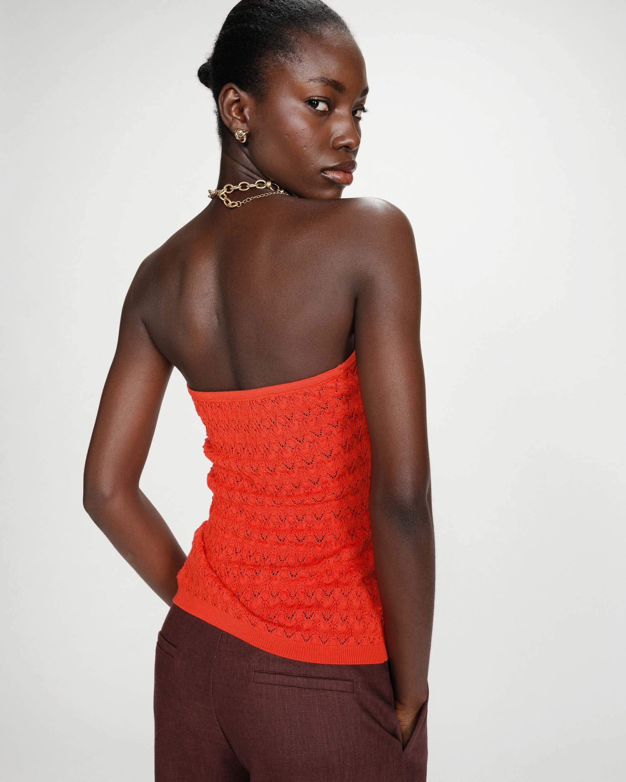 Top bustier en maille sanguine Valazzio