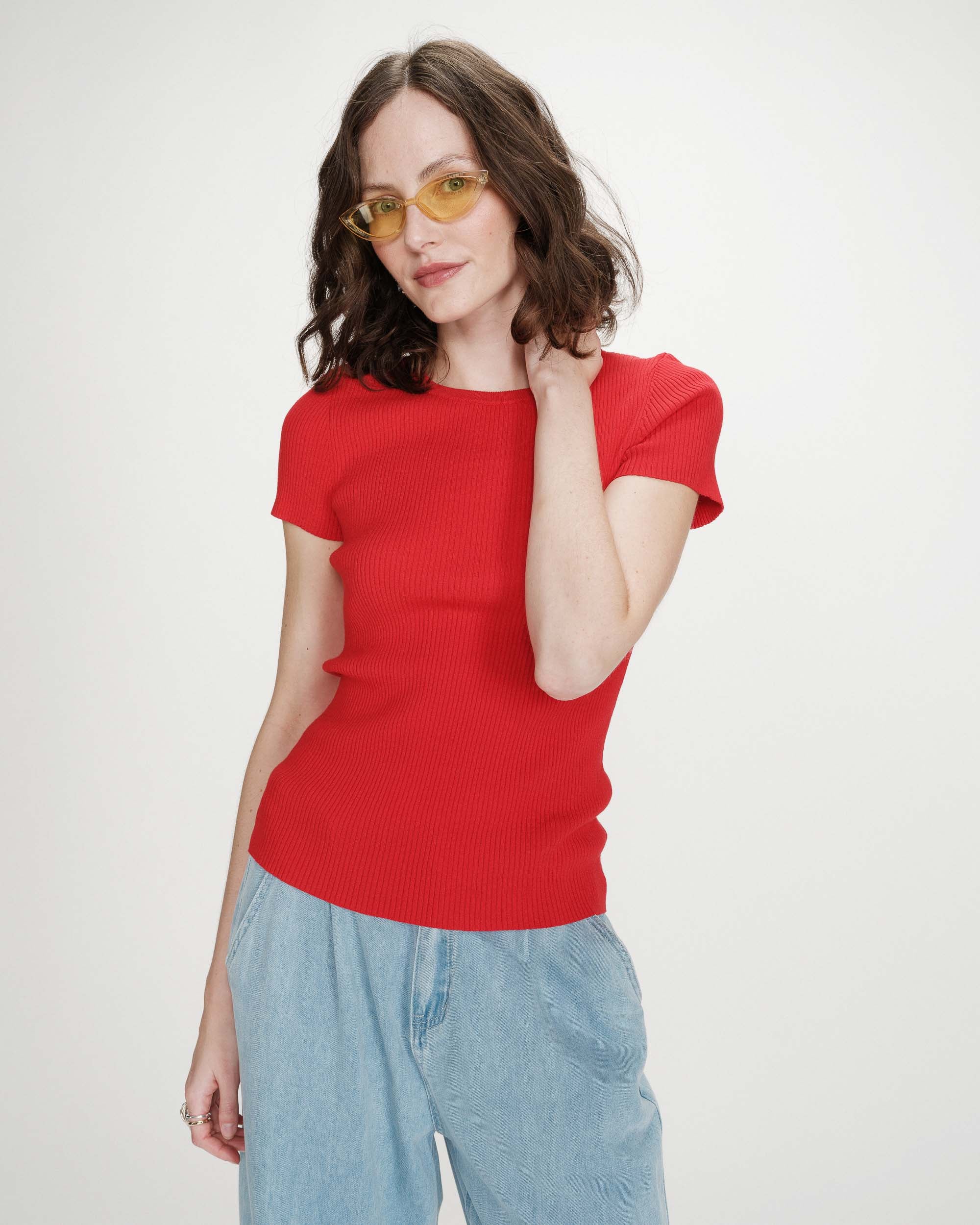 Pull en fine maille rouge Vendredi