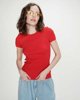 Jersey de punto fino ajustado mangas cortas rouge Vendredi