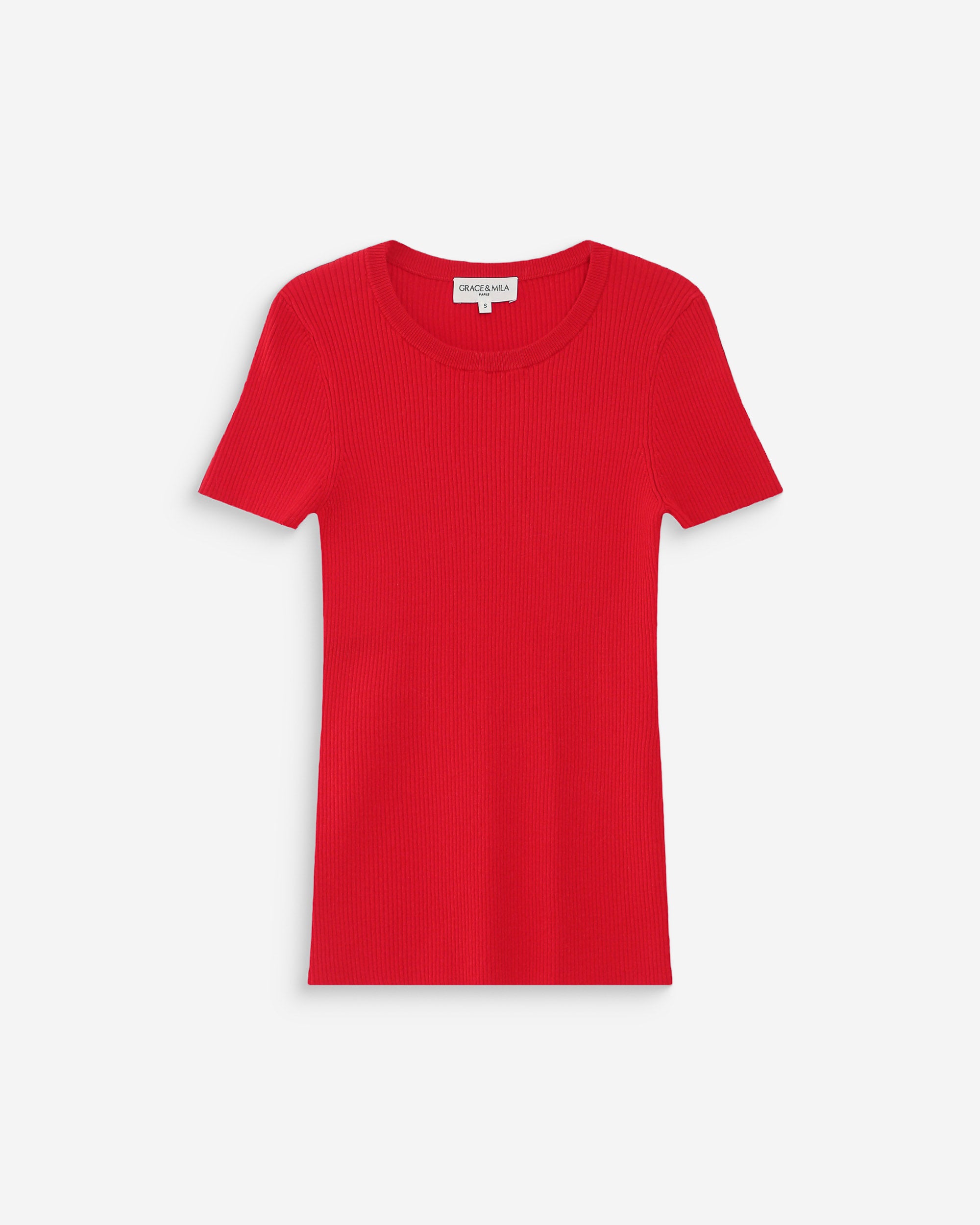 Jersey de punto fino ajustado mangas cortas rouge Vendredi