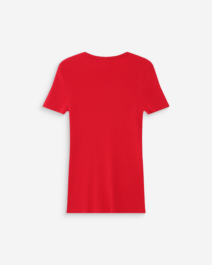 Jersey de punto fino ajustado mangas cortas rouge Vendredi