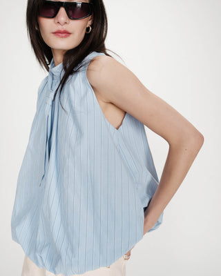 Top ballon en popeline bleuet Vanya