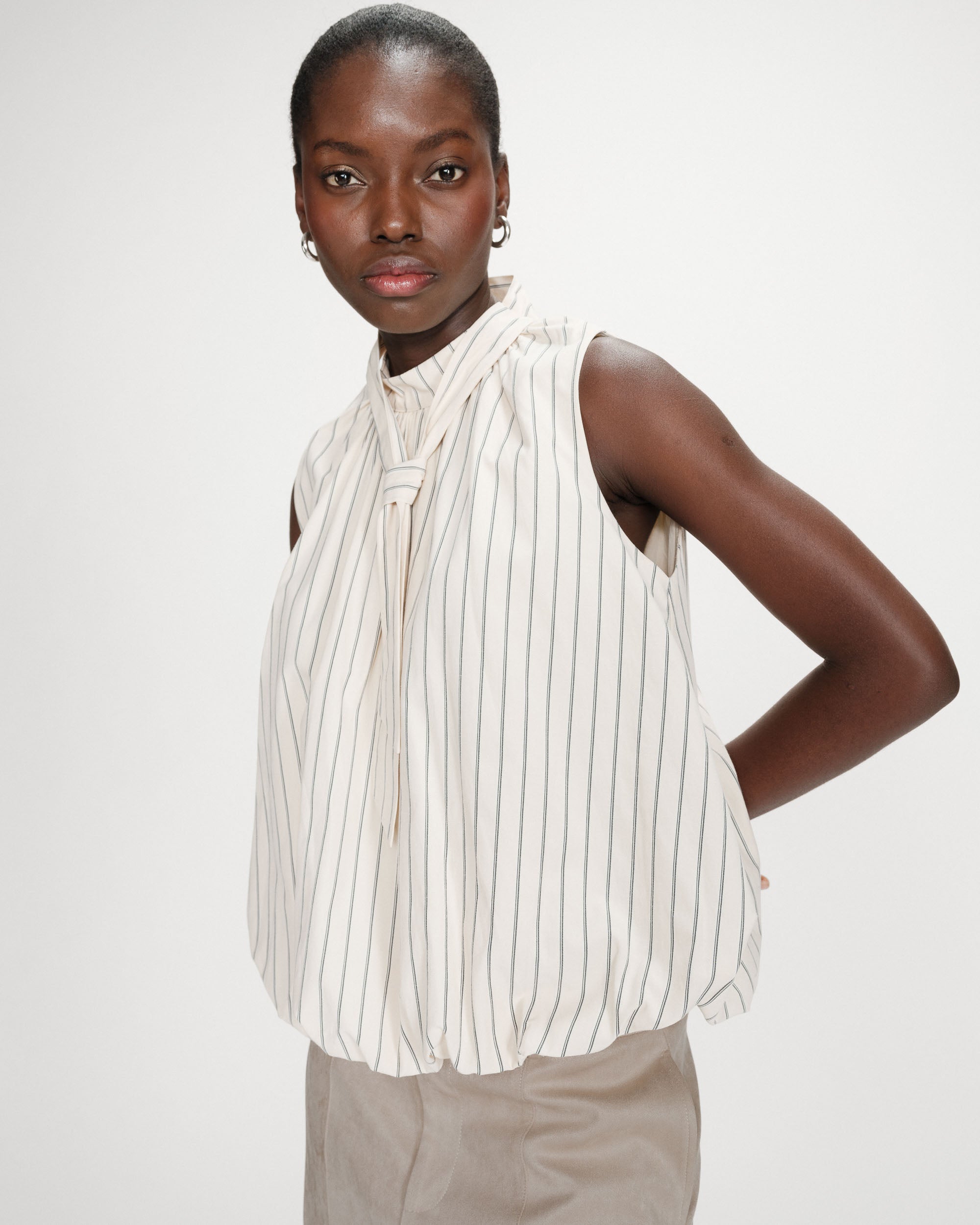 Top ballon en popeline vanille Vanya