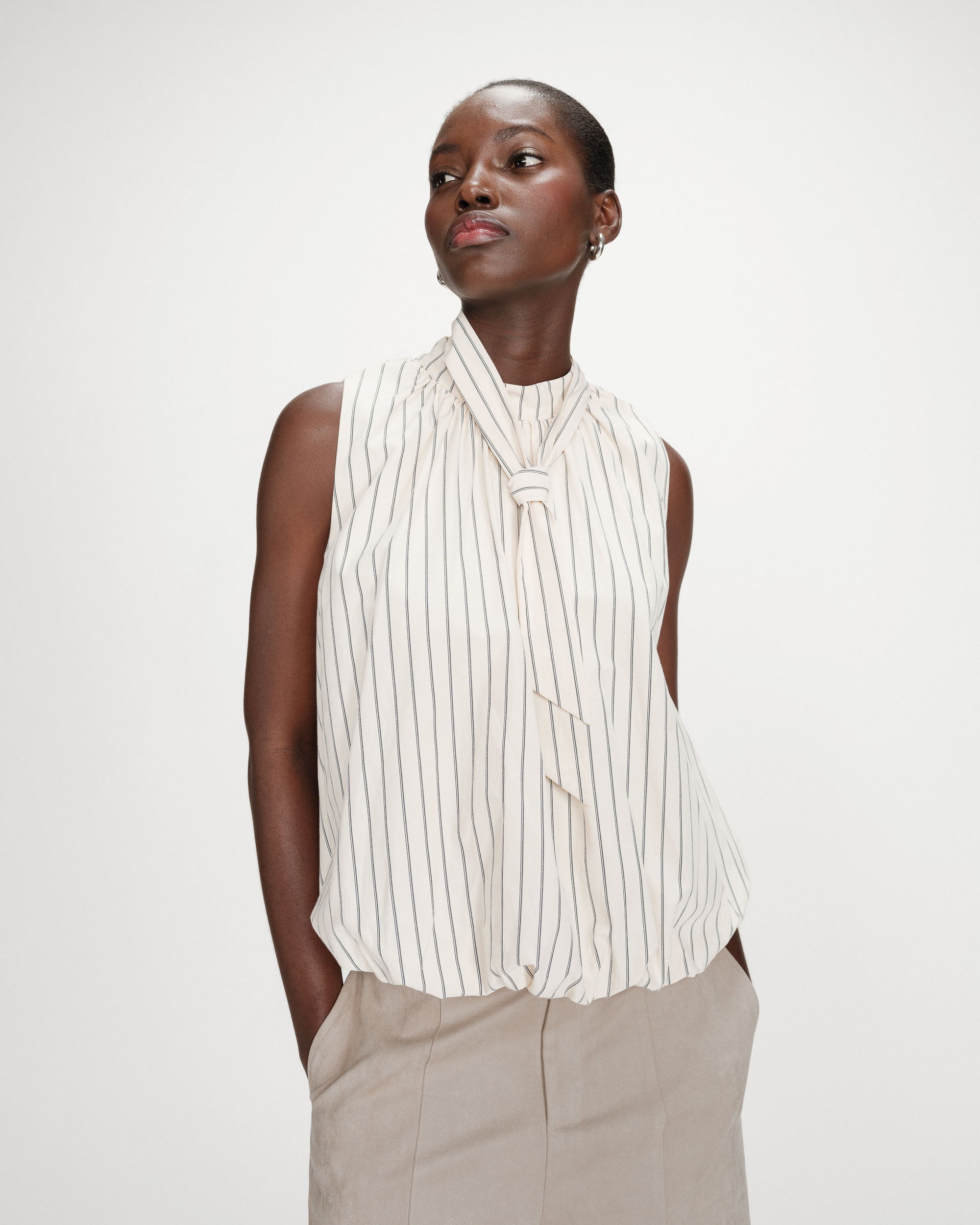 Top ballon en popeline vanille Vanya