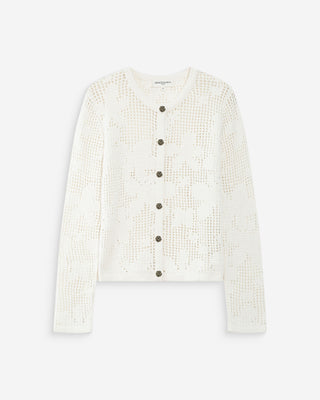Cardigan maille ajourée ecru Velasquez