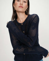 Cardigan maille ajourée marine Velasquez