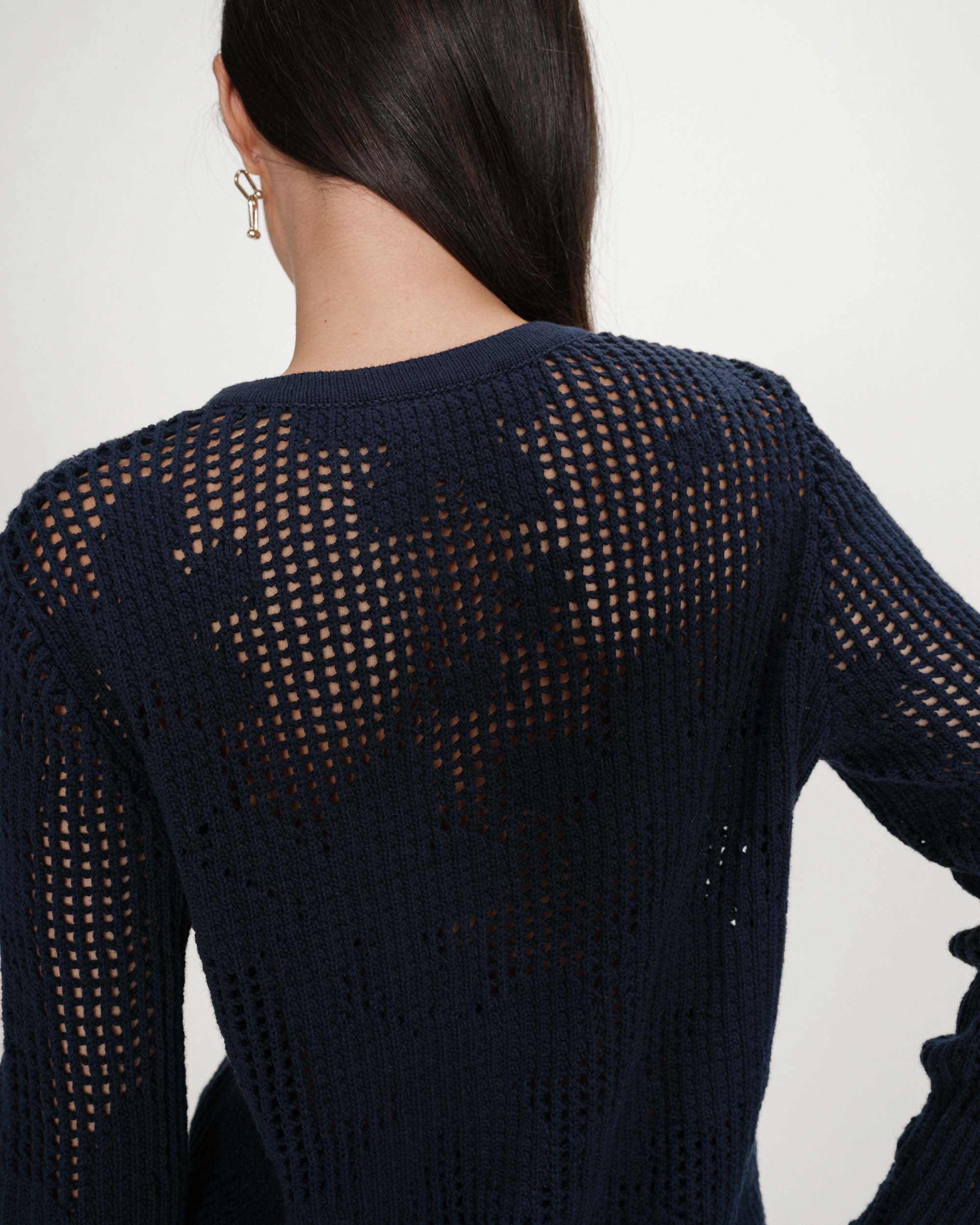 Cardigan maille ajourée marine Velasquez