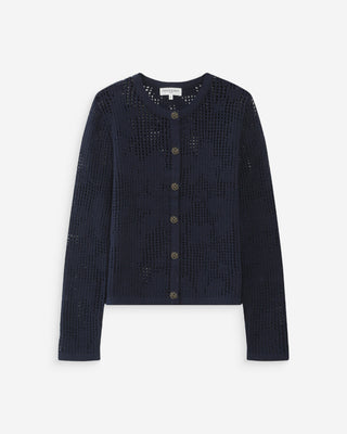 Cardigan maille ajourée marine Velasquez