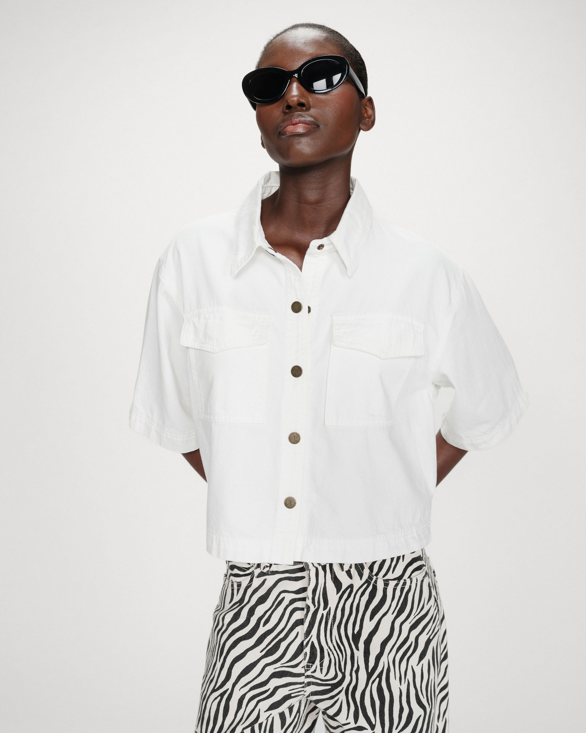 Chemise oversize en denim white Vita