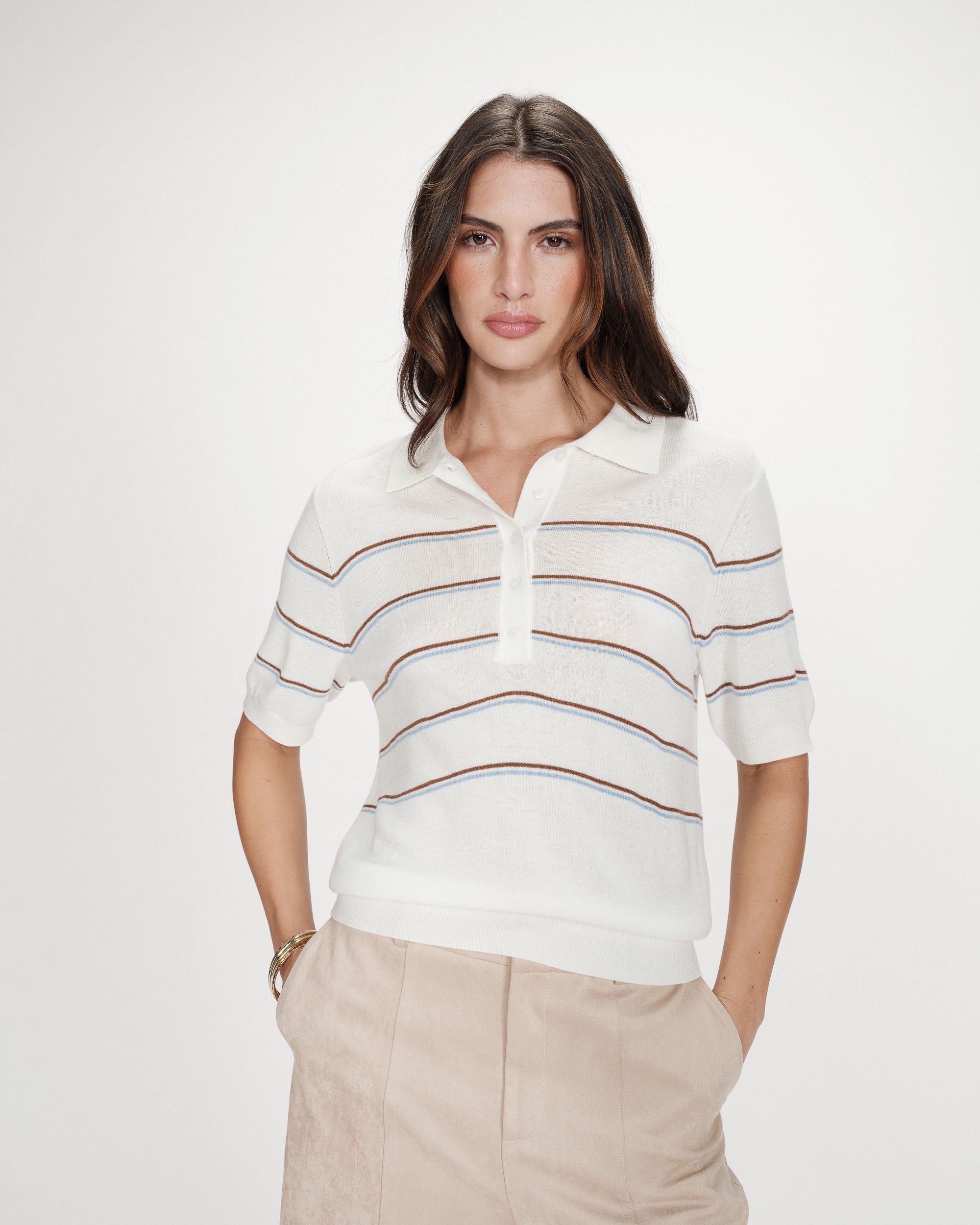 Polo à rayures ecru Veracruz