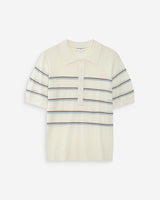 Polo à rayures manches courtes ecru Veracruz