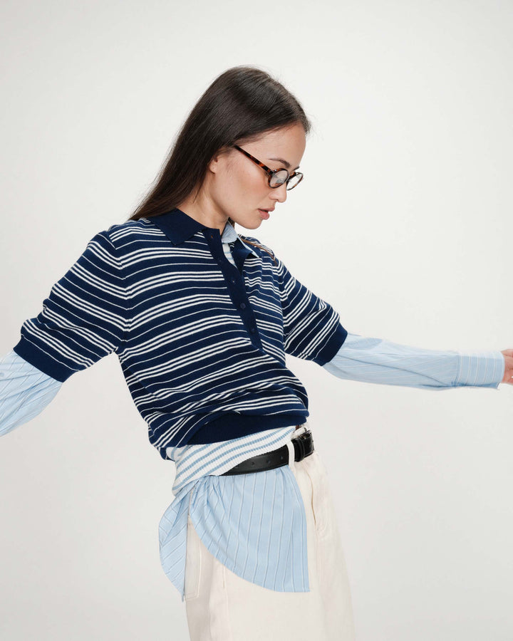 Polo à rayures marine Veracruz