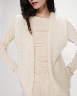 Cardigan laine et mohair ecru Vicomte