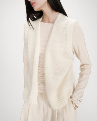 Cardigan laine et mohair ecru Vicomte