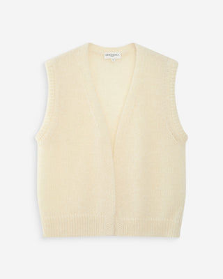 Cardigan laine et mohair ecru Vicomte