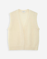 Cárdigan sin mangas de lana y mohair ecru Vicomte