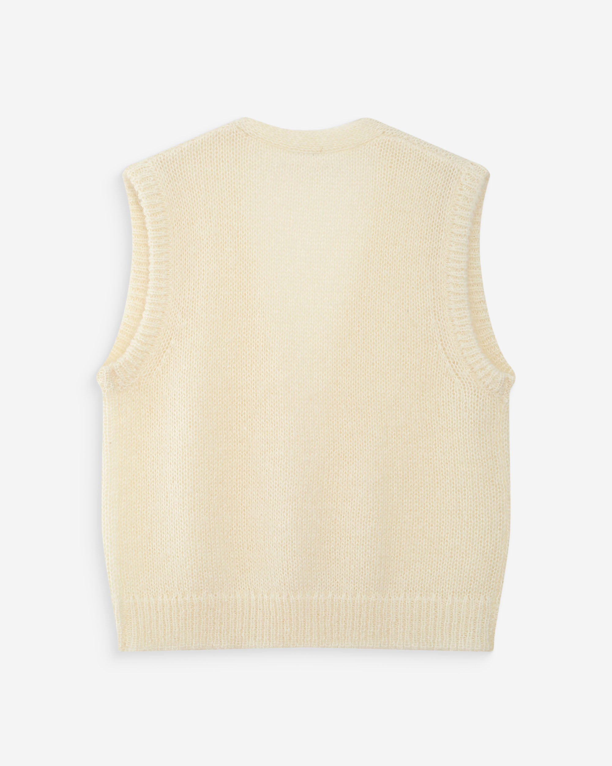 Cárdigan sin mangas de lana y mohair ecru Vicomte