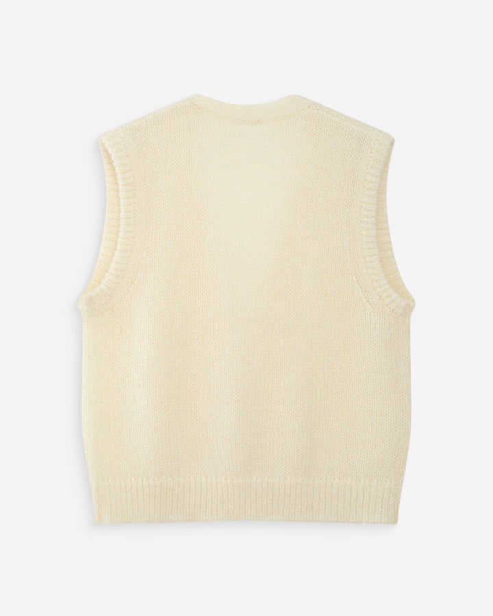 Cárdigan sin mangas de lana y mohair ecru Vicomte