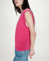 Cardigan laine et mohair fuchsia Vicomte