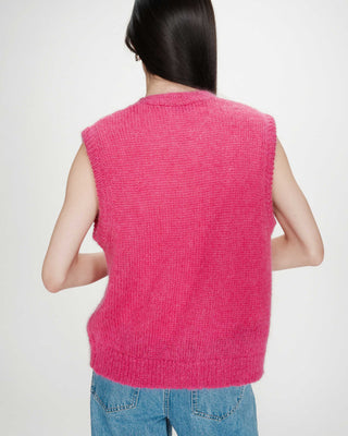 Cardigan laine et mohair fuchsia Vicomte