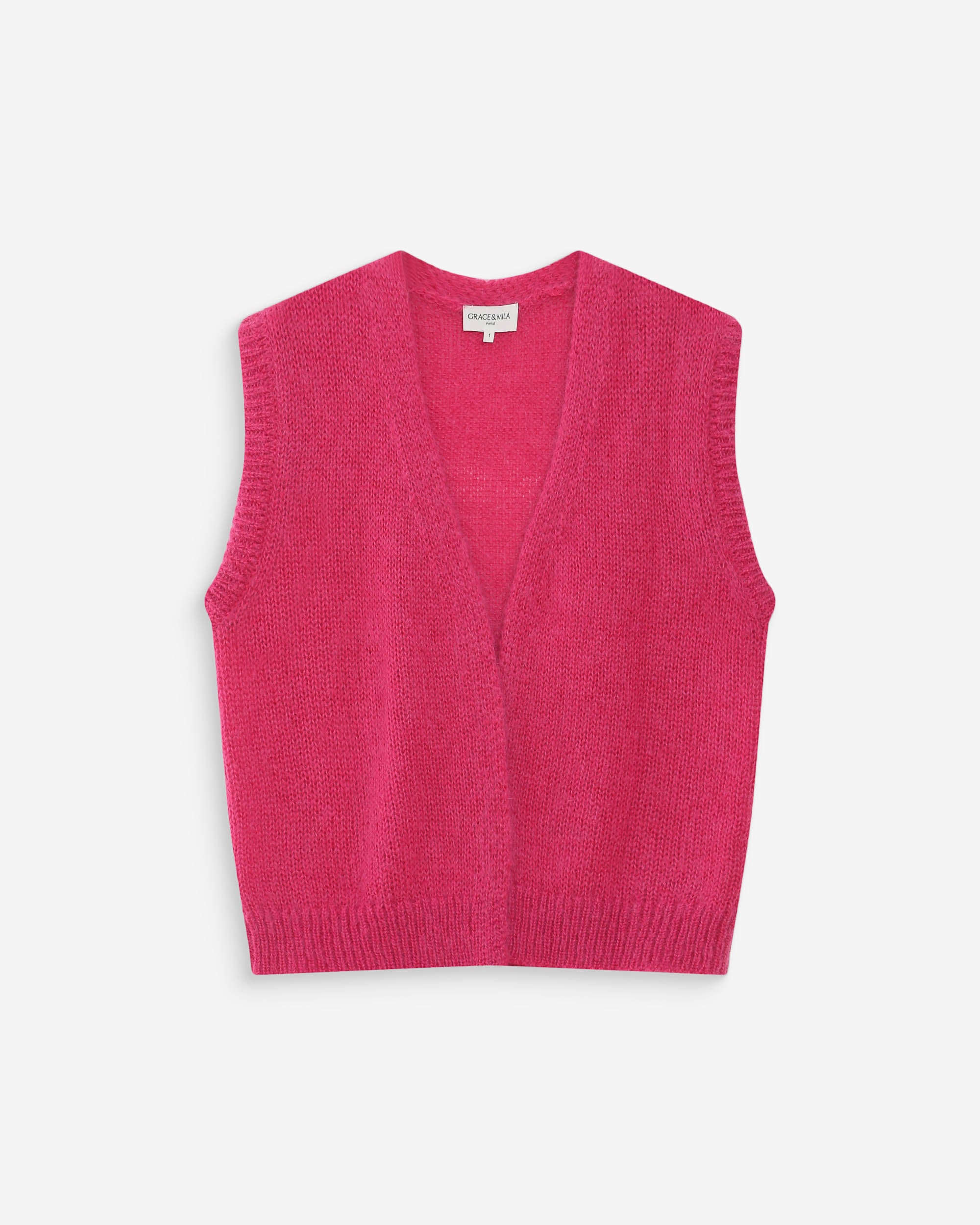 Cardigan laine et mohair fuchsia Vicomte