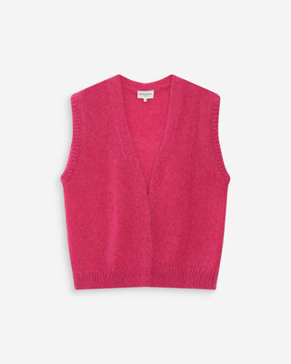 Cardigan laine et mohair fuchsia Vicomte